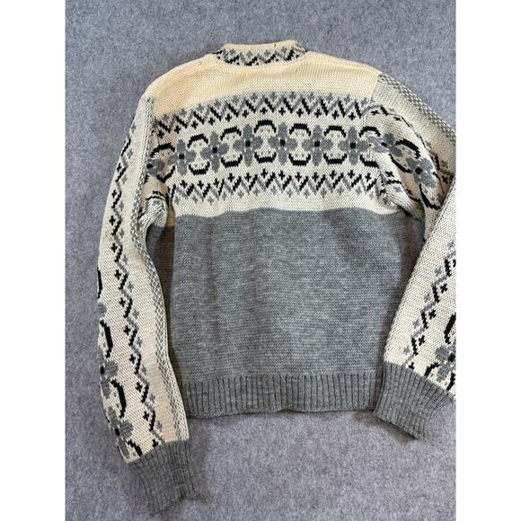 Vintage 60s Jersild Cardigan Sweater Womens Medium Gray Wool Knit Retro Aztec - Picture 9 of 10